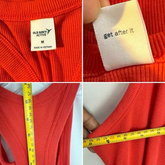 Old Navy Active Womens Size M Racerback Tank Top Orange Athletic Stretch - Picture 9 of 13
